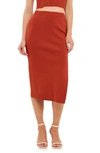 Endless Rose Side Slit Midi Skirt In Burnt Orange