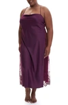Rya Collection Plus Size Darling Lace-inset Nightgown In Aubergine