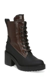 Franco Sarto Dizzy Womens Faux Leather Lace Up Winter & Snow Boots In Brown,black Faux Leather,fabric