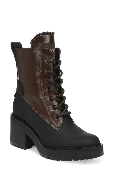 Franco Sarto Dizzy Womens Faux Leather Lace Up Winter & Snow Boots In Brown,black Faux Leather,fabric