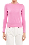 Endless Rose Button Cuff Sweater In Pink