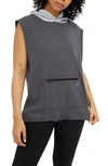 Tomboyx Hero Sleeveless Cotton Blend Hoodie In Smoke