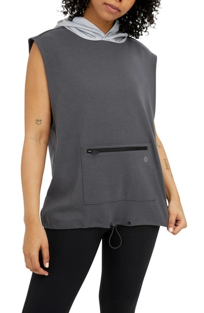 Tomboyx Hero Sleeveless Cotton Blend Hoodie In Smoke