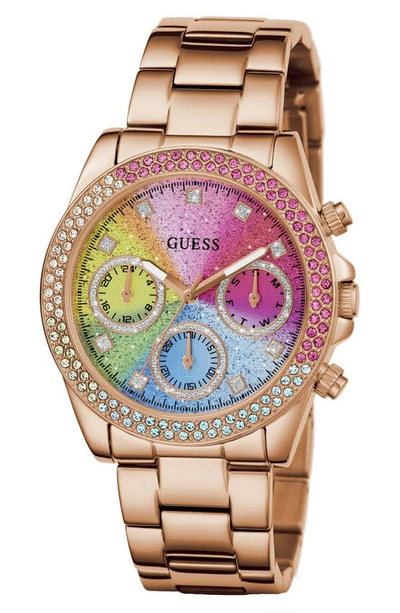 Guess Multifunction Bracelet Watch, 38mm X 10.4mm In Rose Gold/multi/rose Gold