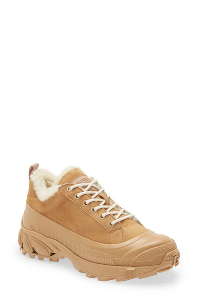 Burberry New Arthur Genuine Shearling Lined Sneaker In Biscuit
