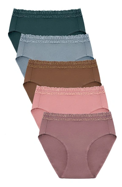 Kindred Bravely Assorted 5-pack Lace Trim High Waist Postpartum Briefs In Dusty Hues