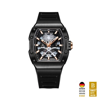 Pre-owned Bonest Gatti Men Automatic Watch Luxury Fashion Tonneau Mechanical Wristwatch