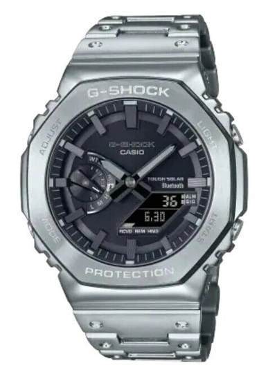 Pre-owned G-shock Casio  Tough Solar Black Dial Full Metal Silver Men's Watch Gmb2100d-1a