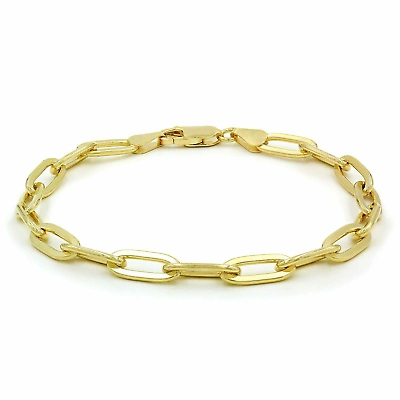 Pre-owned Nuragold 14k Yellow Gold 7mm Paperclip Chain Rolo Elongated Link Cable Bracelet Womens 7"
