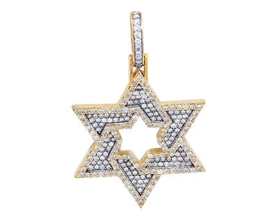 Pre-owned Jewelry Unlimited Star Of David 1.5ct Real Diamond Pendant 10k Yellow Gold 1.5" In G-h