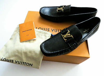 Pre-owned Louis Vuitton Montaigne Python Snakeskin Leather Shoes 11 Lv 12 Us 45 Eu 11 Uk In Black