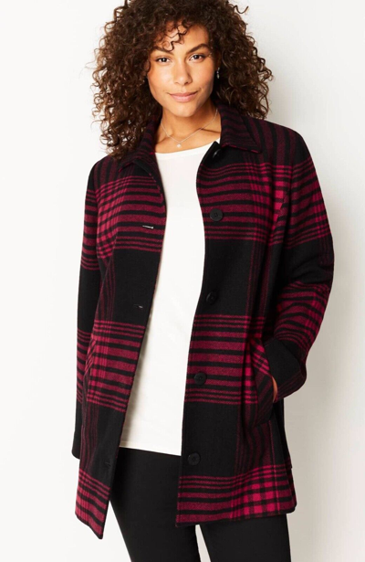 Pre-owned J. Jill 2x Excellent Buffalo Plaid Coat $269 In True Red/black