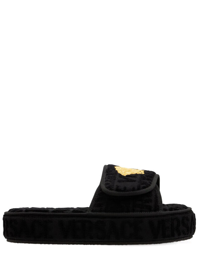 Pre-owned Versace Black Medusa Slippers