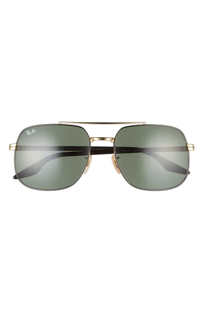 Ray Ban 59mm Polarized Aviator Sunglasses In Black