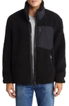 Moose Knuckles Shearling Zip-up Fleece Jacket In Black