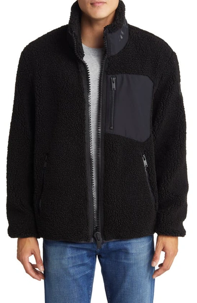 Moose Knuckles Shearling Zip-up Fleece Jacket In Black