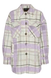 Vero Moda Leslie Brushed Plaid Shirt Jacket In Lavender
