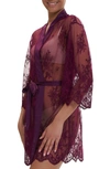 Rya Collection Darling Lace Coverup Robe In Aubergine