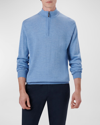 Bugatchi Water Repellent Merino Wool Quarter-zip Pullover In Air-blue