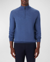 Bugatchi Water Repellent Merino Wool Quarter-zip Pullover In Denim