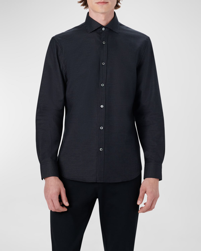 Bugatchi Men's Axel Dot-print Shaped Sport Shirt In Graphite