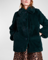 Kate Spade Single-breasted Faux Fur Jacket In Pine Grove