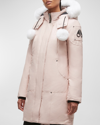Moose Knuckles Stirling Down Parka With Genuine Shearling Trim In Rose Smoke Wnat S