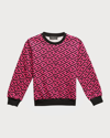 Versace Teen Pink And Black La Greca Cotton Sweatshirt In Nero/fuchsia