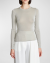 HALSTON LUCIA LONG-SLEEVE SHIMMER TOP