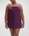 Rya Collection Plus Size Darling Lace-inset Silk Chemise In Aubergine