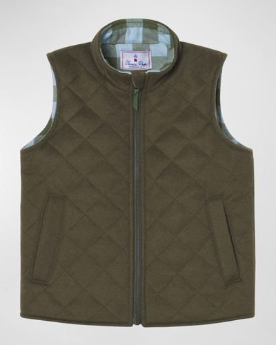 Classic Prep Childrenswear Kids' Boy's Wills Quilted Wool Vest In Rifle Green