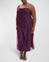 Rya Collection Plus Size Darling Lace-inset Nightgown In Aubergine