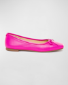 Bernardo Gwynn Leather Bow Ballerina Flats In Fuchsia