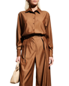 Max Mara Zuai Button-front Blouse In Tobacco