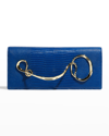 Alexis Bittar Twisted Lizard-embossed Clutch Bag In Cobalt/gold