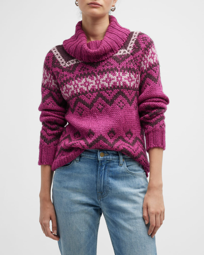 Ramy Brook Tucker Turtleneck Sweater In Sangria/ Plumberry Combo