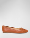 Bernardo Gwynn Leather Bow Ballerina Flats In Luggage
