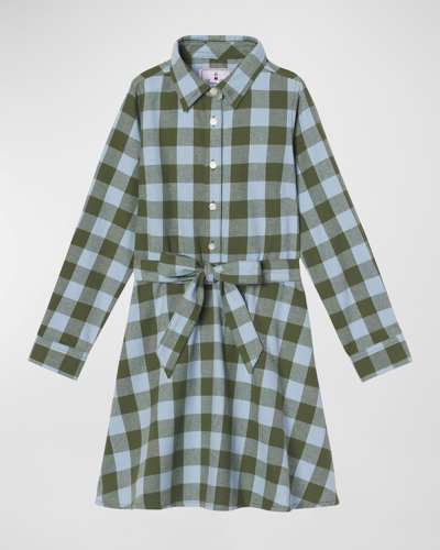 Classic Prep Childrenswear Kids' Girl's Marlowe Checkered Shirt Dress In Moonrise Gingham