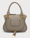 Chloé Marcie Small Satchel Bag In Grained Calfskin In Cashmere Grey