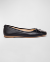 Bernardo Gwynn Leather Bow Ballerina Flats In Black