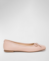 Bernardo Gwynn Leather Bow Ballerina Flats In Blush