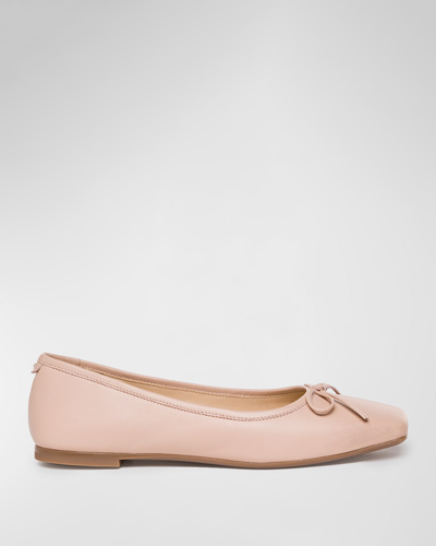 BERNARDO GWYNN LEATHER BOW BALLERINA FLATS