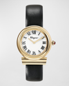 Ferragamo Gancini Watch With Leather Strap, Gold/black In Gold