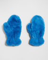 Apparis Coco Faux Fur Mittens In Azure Blue