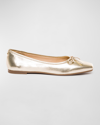 BERNARDO GWYNN METALLIC BOW BALLERINA FLATS