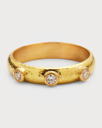 Elizabeth Locke 19k Yellow Gold 3-diamond Stack Ring