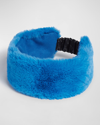 Apparis Eleni Faux Fur Headband In Azure Blue