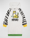 KENZO GIRL'S EMBROIDERED LOGO HOODED SWEATER DRESS