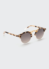 Krewe St. Louis 46mm Round Sunglasses In Oyster/crystal