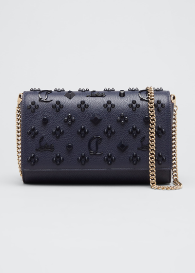 Christian Louboutin Paloma Fold-over Embellished Clutch Bag In Ink